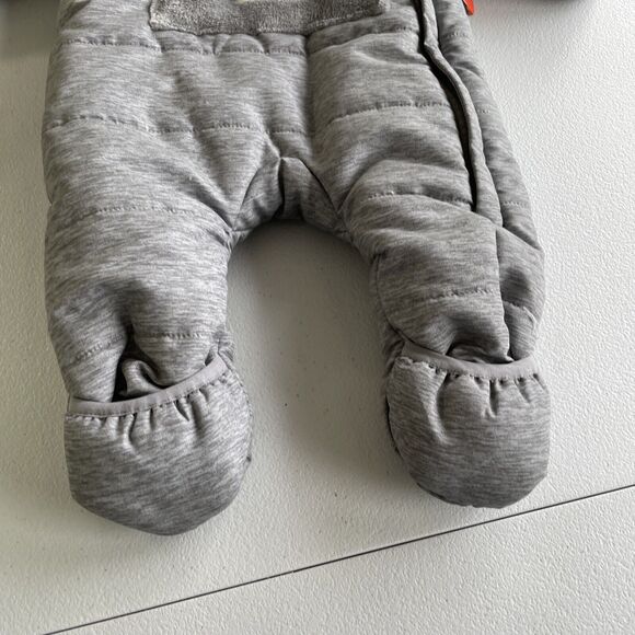 Wonder Nation Baby Sz 3-6M Winter Pram Zipper Front Hooded Snowsuit Gray - Picture 2 of 8